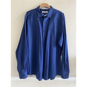 Tommy Bahama Long Sleeve Button Up Pima Cotton Blend Blue Men's Shirt XL Office